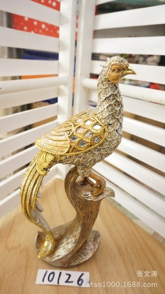 金色镶珠火鸡摆件10126 点亮园艺与家居的艺术品