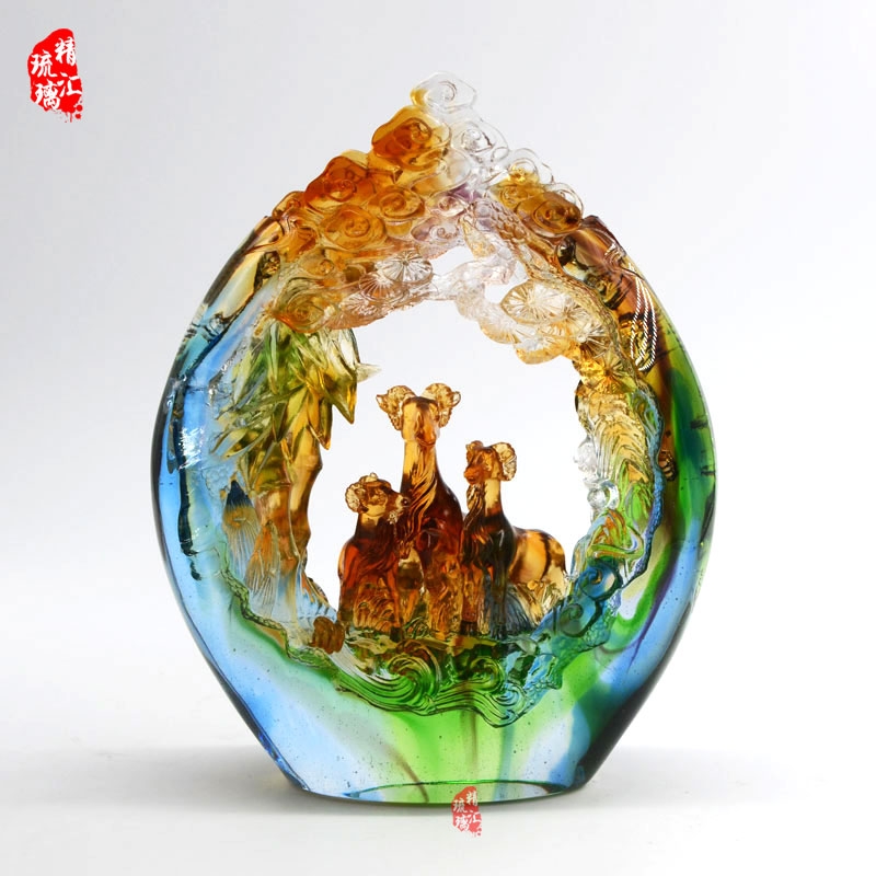 三阳开泰琉璃工艺品 开业周年礼品的璀璨之选